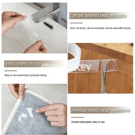 Iki ýüzli güýçli ýelimli lenta, 1 mm, 1–5 m