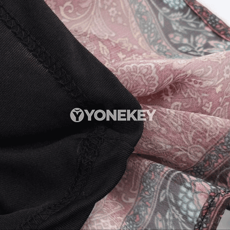 Zenanlar üçin boho çaply mini ýubka, ýaz tomus