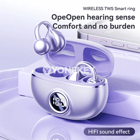 Earclip simsiz Bluetooth nauşnik, LED ekranly, mikrofonly