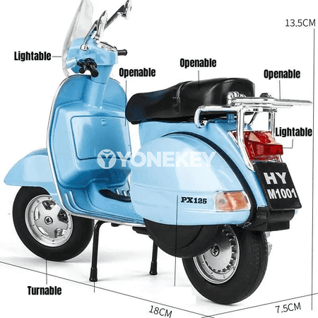1:12 Vespa 946 model oýunjak skuter, metal diecast, sesli