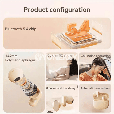 Simsiz Bluetooth 5.4 nauşnik, HD displeýli, uzyn batareýaly