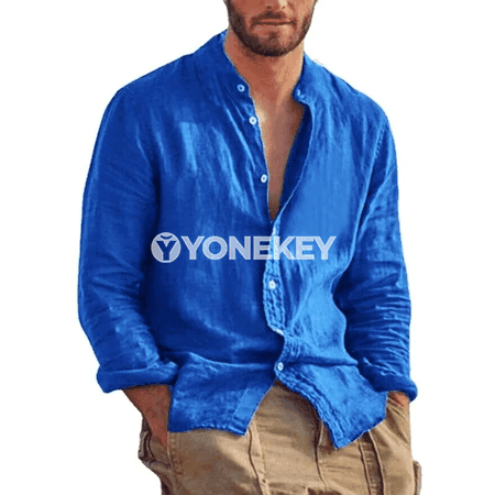 Erkekler üçin ýeňil, dem alýan uzyn ýeňli köýnek