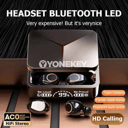 M90 Bluetooth 5.3 TWS sport gulak içi nauşnik, zarýad gaply